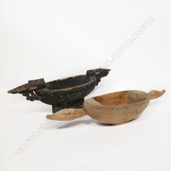 Two carved pacific bowls,